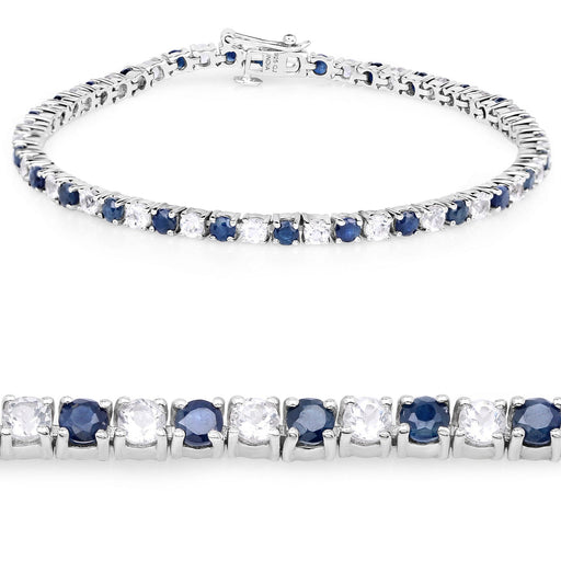 Bids.com 6.87 ct. t.w. Blue Sapphire and White Topaz Bracelet in Sterling Silver Bracelets