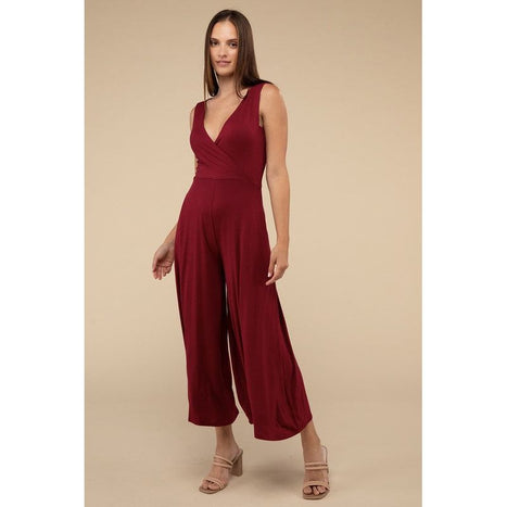 Surplice Neckline Sleeveless Jumpsuit