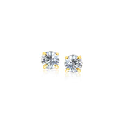 Bids.com 14k Yellow Gold Stud Earrings with White Hue Faceted Cubic Zirconia Earrings