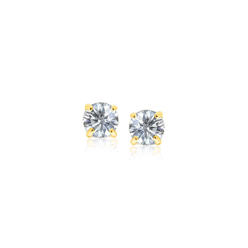 Bids.com 14k Yellow Gold Stud Earrings with White Hue Faceted Cubic Zirconia Earrings