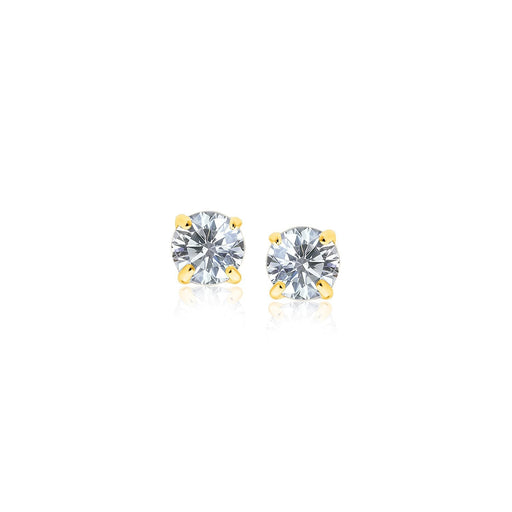 Bids.com 14k Yellow Gold Stud Earrings with White Hue Faceted Cubic Zirconia Earrings