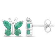 Bids.com 0.88 Carat Genuine Emerald .925 Sterling Silver Earrings Earrings