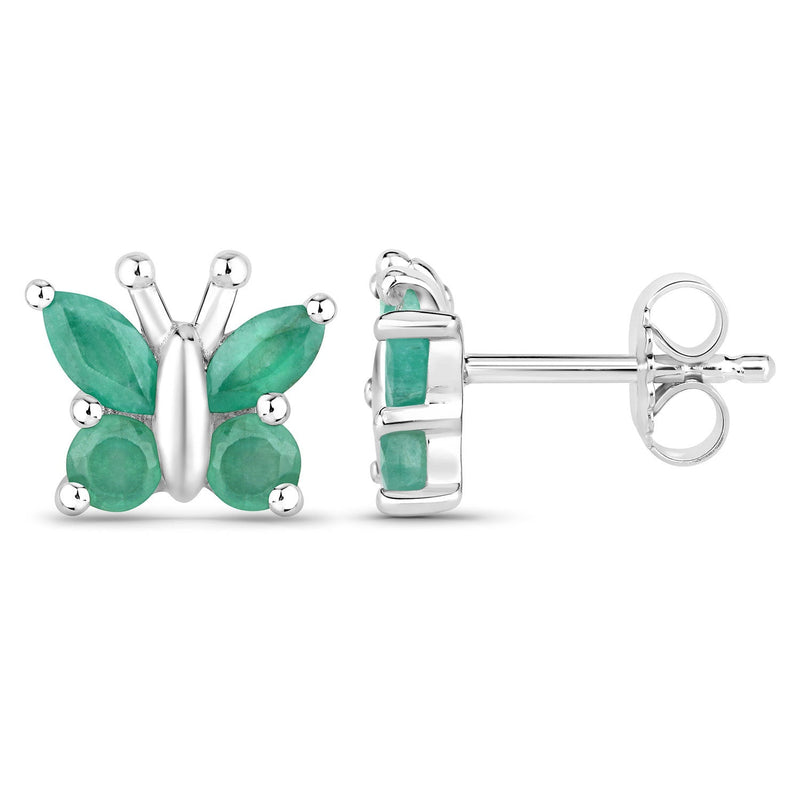 Bids.com 0.88 Carat Genuine Emerald .925 Sterling Silver Earrings Earrings