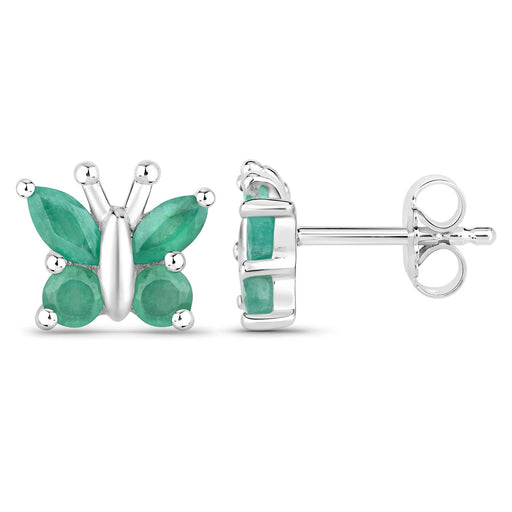 Bids.com 0.88 Carat Genuine Emerald .925 Sterling Silver Earrings Earrings