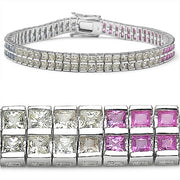 Bids.com 9.50 Carat Genuine Multi sapphire Sterling Silver Bracelet Bracelets
