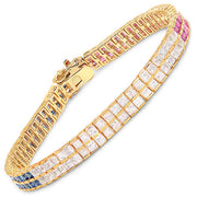 Bids.com 14K Yellow Gold Plated 9.52 Carat Genuine Blue Sapphire and White Sapphire .925 Sterling Silver Bracelet Bracelets