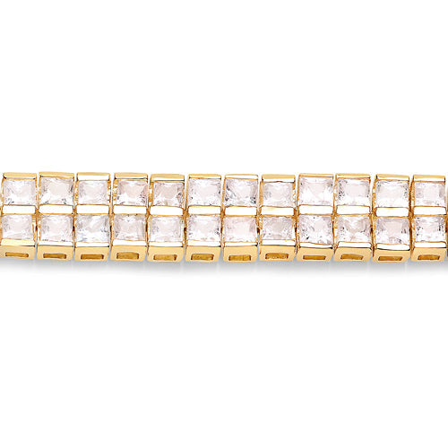 Bids.com 14K Yellow Gold Plated 9.52 Carat Genuine Blue Sapphire and White Sapphire .925 Sterling Silver Bracelet Bracelets