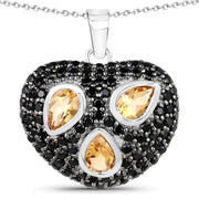 Bids.com 3.19 Carat Genuine Citrine and Black Spinel .925 Sterling Silver Pendant Pendants