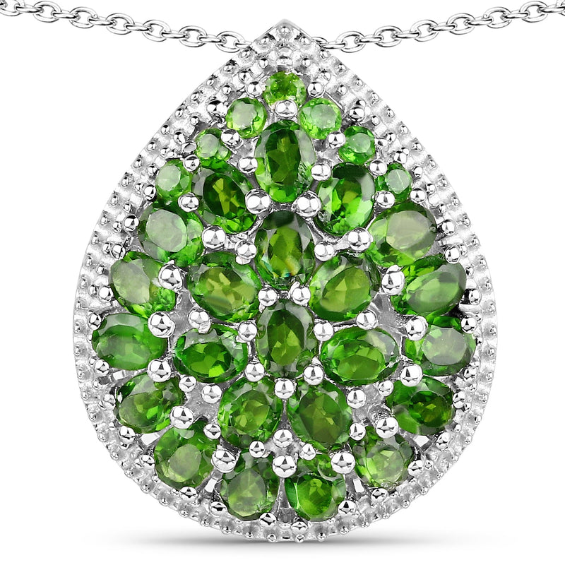 Bids.com 4.65 Carat Genuine Chrome Diopside .925 Sterling Silver Pendant Pendants