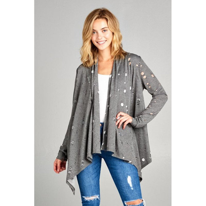 Plus Distressed Cascade Cardigan