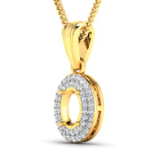 Bids.com 0.17 Carat Genuine White Diamond 14K Yellow Gold Semi Mount Pendant - holds 7x5mm Oval Gemstone Pendants