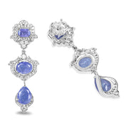 Bids.com 7.73 Carat Genuine Tanzanite and White Topaz .925 Sterling Silver Earrings Earrings