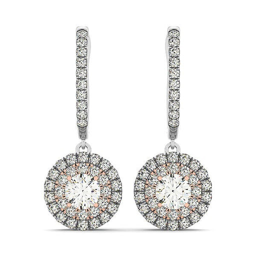 Bids.com 14k White And Rose Gold Drop Diamond Earrings with a Halo Design (3/4 cttw) Earrings