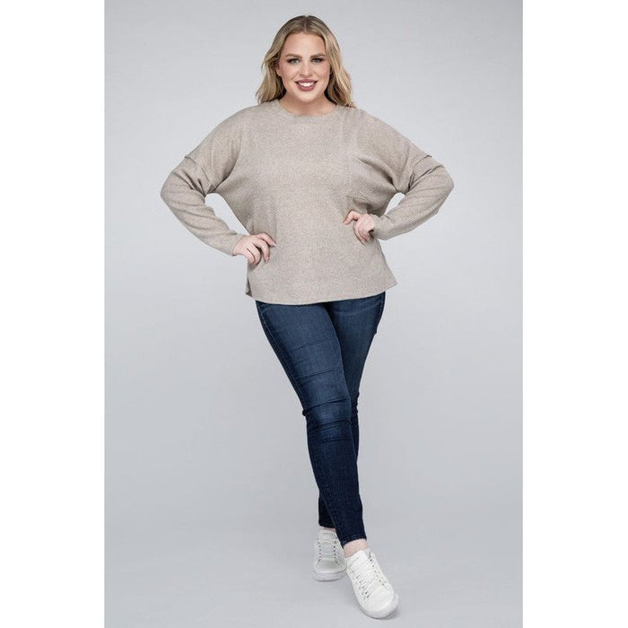 Plus Ribbed Brushed Melange Hacci Sweater