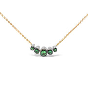 Bids.com 18K Rose Gold 3/4 Cttw Pave Diamonds and Graduated Green Tsavorite Gemstone Curved Bar Choker Necklace (G-H Color, SI1-SI2 Clarity) - Adjustable up to 14" - 16.5" Necklaces