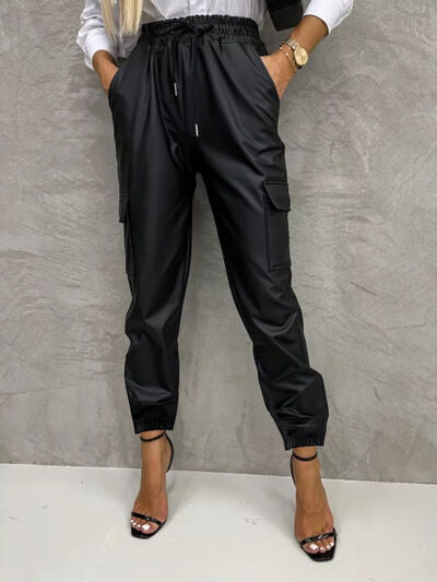 Tied High Waist Pants with Pockets by VYSN