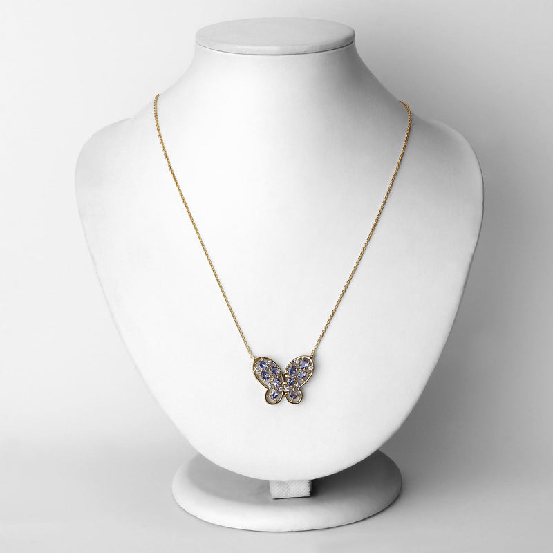 Bids.com 1.86 Carat Genuine Tanzanite and White Zircon .925 Sterling Silver Necklace Necklaces