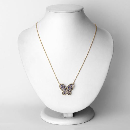 Bids.com 1.86 Carat Genuine Tanzanite and White Zircon .925 Sterling Silver Necklace Necklaces