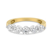 Bids.com 14K White and Yellow Gold 1 1/2 Cttw 2 Prong Cup Set Round-Cut Diamond 5 Stone Ring Band (H-I Color, SI2-I1 Clarity) - Ring Size 7 Rings