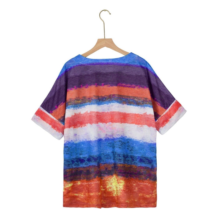 Color Block Round Neck Half Sleeve T-Shirt