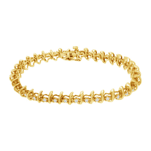 Bids.com 10KT Yellow Gold Plated .925 Sterling Silver 1 cttw Prong-Set Diamond Link Bracelet (J-K, I1-I2) - 7.5" Bracelets