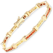 Bids.com 6.48 Carat Genuine Orange Sapphire and Yellow Sapphire .925 Sterling Silver Bracelet Bracelets