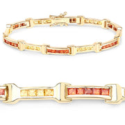 Bids.com 6.48 Carat Genuine Orange Sapphire and Yellow Sapphire .925 Sterling Silver Bracelet Bracelets