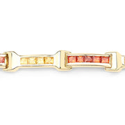 Bids.com 6.48 Carat Genuine Orange Sapphire and Yellow Sapphire .925 Sterling Silver Bracelet Bracelets