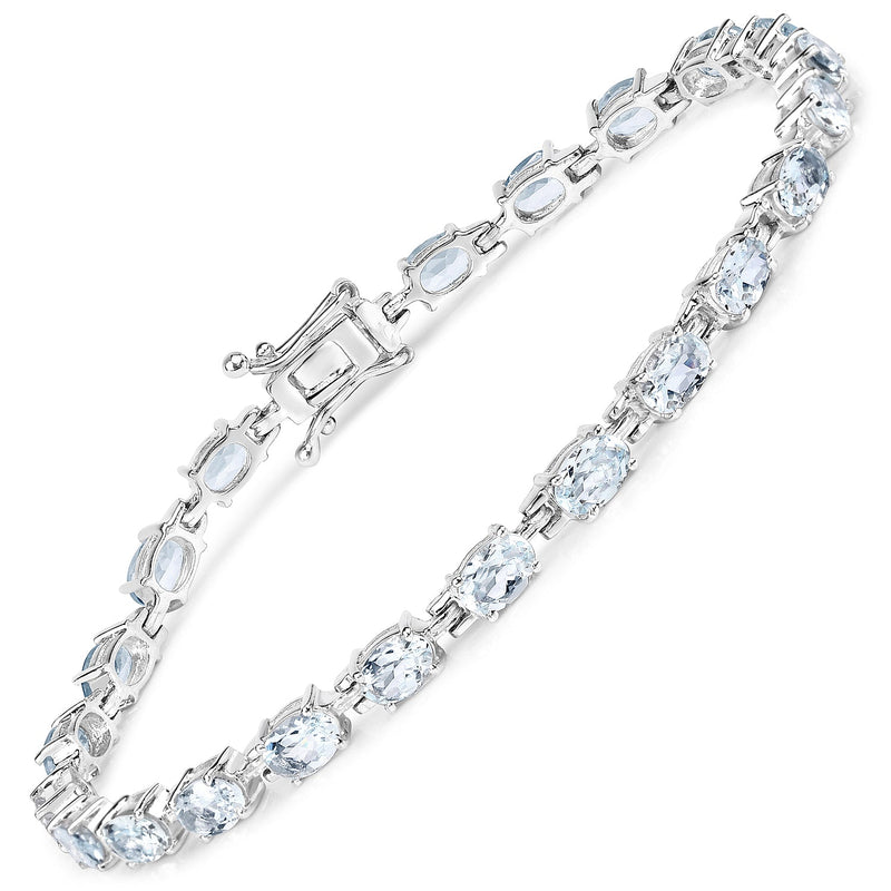 Bids.com 8.80 Carat Genuine Aquamarine .925 Sterling Silver Bracelet Bracelets