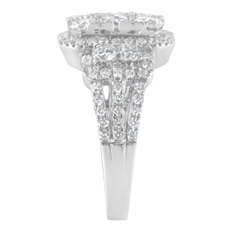 Bids.com 14K White Gold 2 1/4 Cttw Diamond Cocktail Cluster Ring (G-H Color, SI2-I1 Clarity) - Size 7 Rings