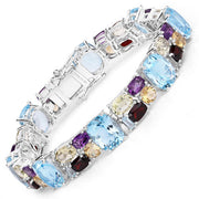 Bids.com 51.36 Carat Genuine Multi Stones .925 Sterling Silver Bracelet Bracelets