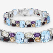 Bids.com 51.36 Carat Genuine Multi Stones .925 Sterling Silver Bracelet Bracelets