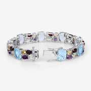Bids.com 51.36 Carat Genuine Multi Stones .925 Sterling Silver Bracelet Bracelets