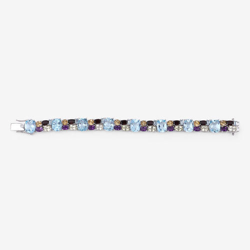 Bids.com 51.36 Carat Genuine Multi Stones .925 Sterling Silver Bracelet Bracelets