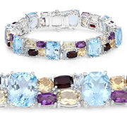 Bids.com 51.36 Carat Genuine Multi Stones .925 Sterling Silver Bracelet Bracelets