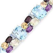 Bids.com 51.36 Carat Genuine Multi Stones .925 Sterling Silver Bracelet Bracelets