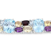 Bids.com 51.36 Carat Genuine Multi Stones .925 Sterling Silver Bracelet Bracelets