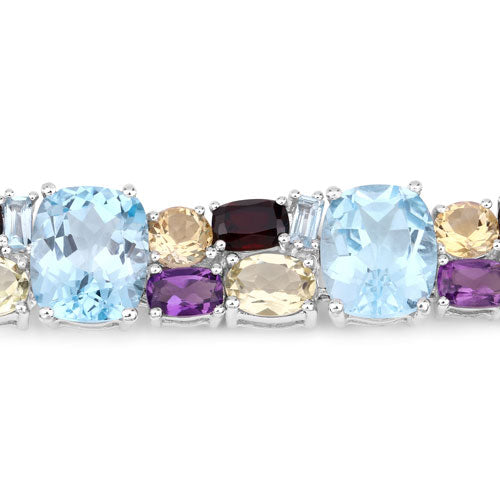 Bids.com 51.36 Carat Genuine Multi Stones .925 Sterling Silver Bracelet Bracelets