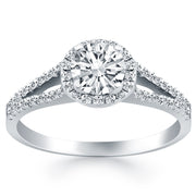 Bids.com 14k White Gold Diamond Halo Split Shank Engagement Ring Rings