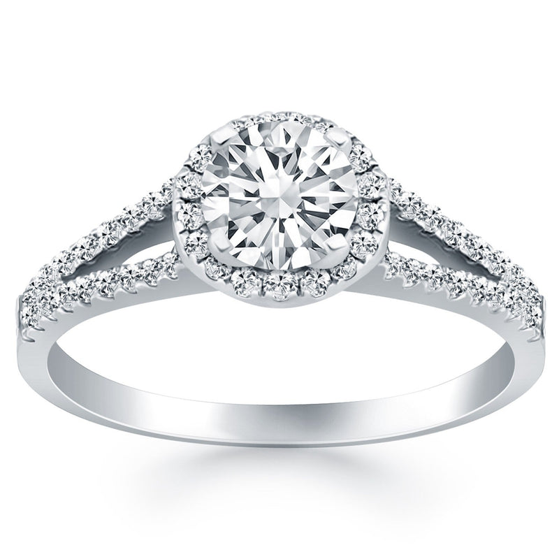 Bids.com 14k White Gold Diamond Halo Split Shank Engagement Ring Rings