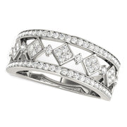 Bids.com Diamond Studded Square Motif Ring in 14k White Gold (1/2 cttw) Rings