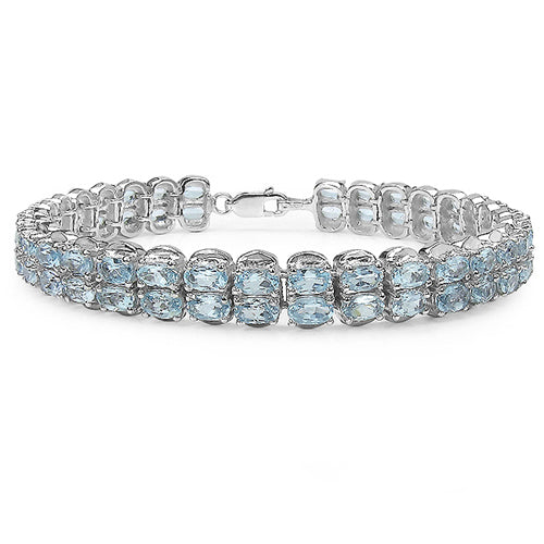 Bids.com 18.00 Carat Genuine Blue Topaz .925 Sterling Silver Bracelet Bracelets