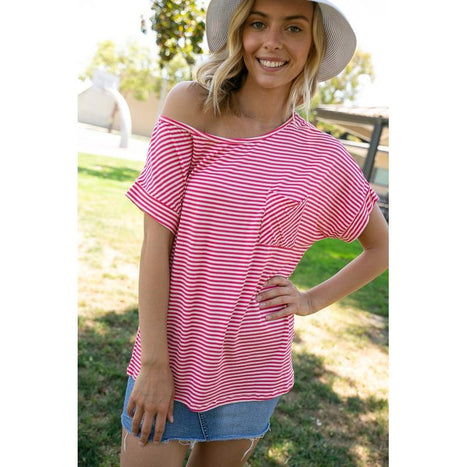 Plus Stripe One Shoulder Boxy Top