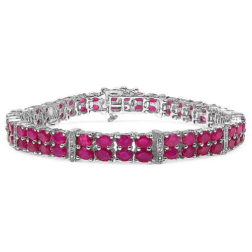 Bids.com 16.77 Carat Genuine Glass Filled Ruby & White Topaz .925 Sterling Silver Bracelet Bracelets