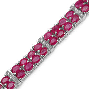 Bids.com 16.77 Carat Genuine Glass Filled Ruby & White Topaz .925 Sterling Silver Bracelet Bracelets