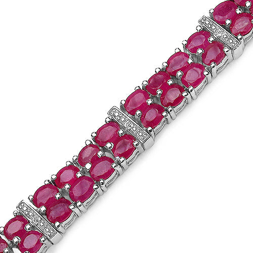 Bids.com 16.77 Carat Genuine Glass Filled Ruby & White Topaz .925 Sterling Silver Bracelet Bracelets