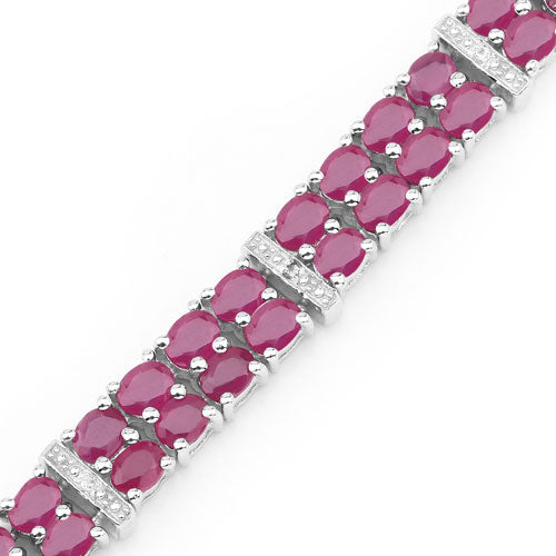 Bids.com 17.65 Carat Glass Filled Ruby and White Topaz .925 Sterling Silver Bracelet Bracelets