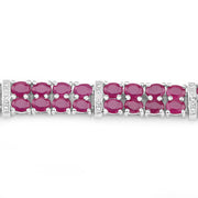 Bids.com 17.65 Carat Glass Filled Ruby and White Topaz .925 Sterling Silver Bracelet Bracelets