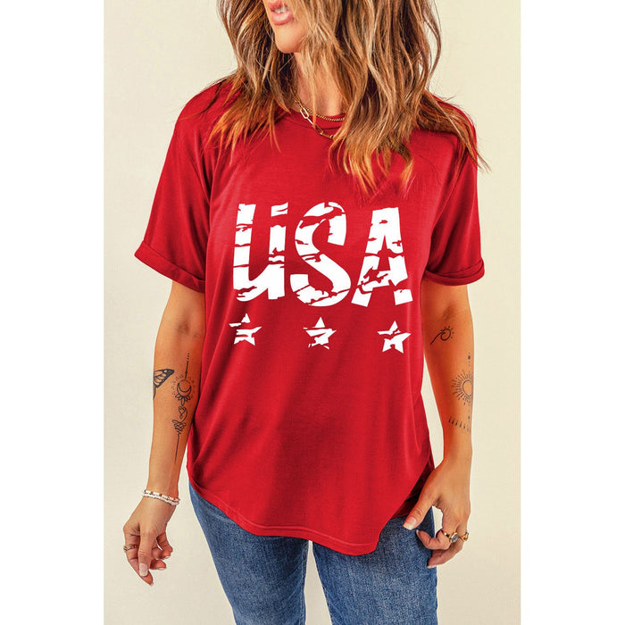 USA Round Neck Short Sleeve T-Shirt