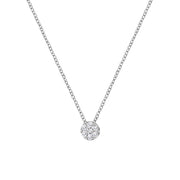 Bids.com 14K White Gold 1/4 Cttw Shared Prong Set Round-Ct Diamond 7 Stone Floral Cluster 18" Pendant Necklace (H-I Color, SI2-I1 Clarity) Necklaces